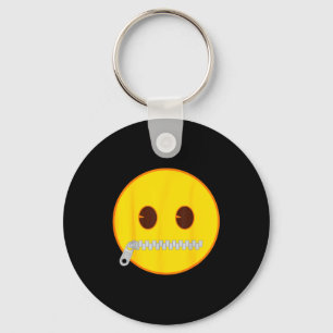 Emoji Zip Zipper Mouth Yellow Smile Face Key Ring