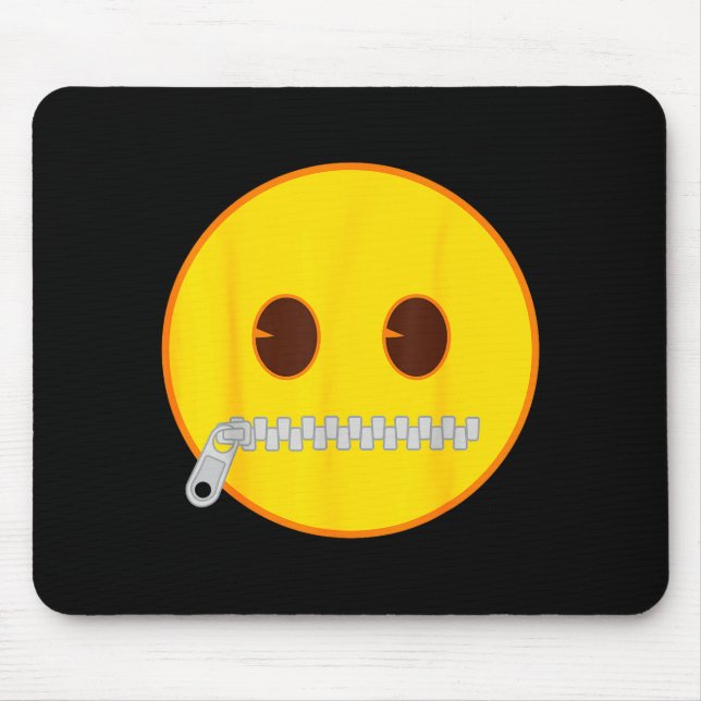 Emoji Zip Zipper Mouth Yellow Smile Face  Mouse Pad (Front)