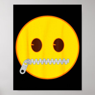Emoji Zip Zipper Mouth Yellow Smile Face Poster