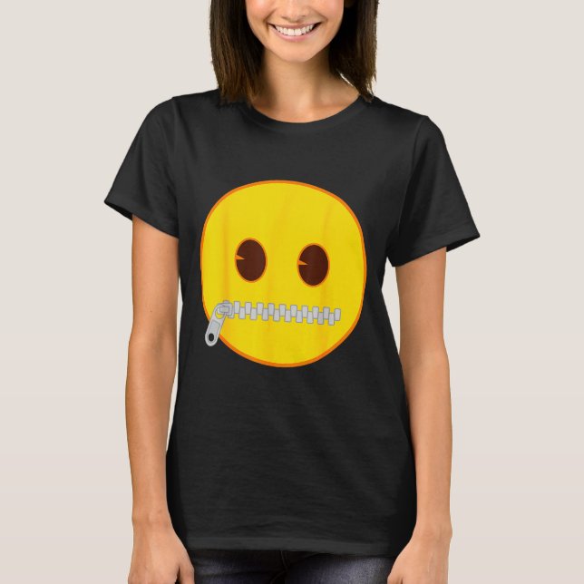 Emoji Zip Zipper Mouth Yellow Smile Face  T-Shirt (Front)