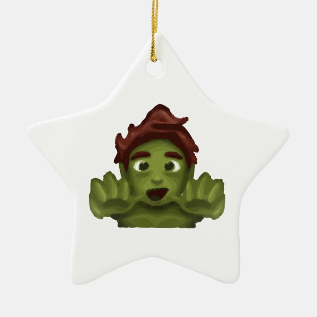 emoji zombie man ceramic tree decoration (Front)