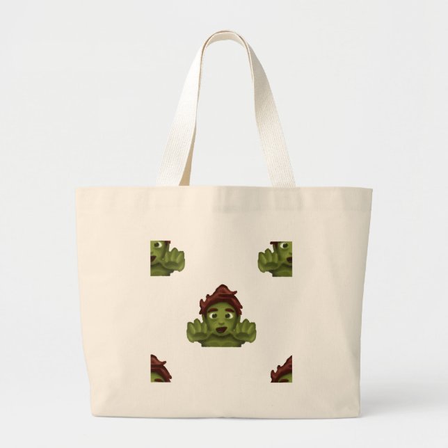 emoji zombie man large tote bag (Front)