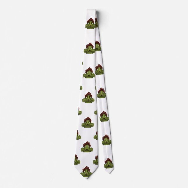 emoji zombie man menswear mens necktie neck tie (Front)