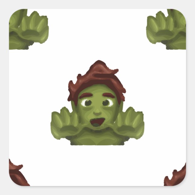 emoji zombie man square sticker (Front)