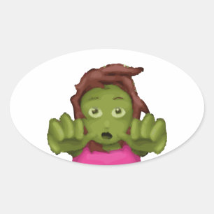 emoji zombie woman oval sticker