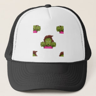 emoji zombie woman trucker hat