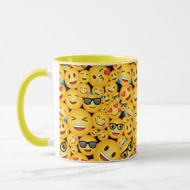 Emojis Coffee Cup Emoticons Happy Faces Mug (Left)