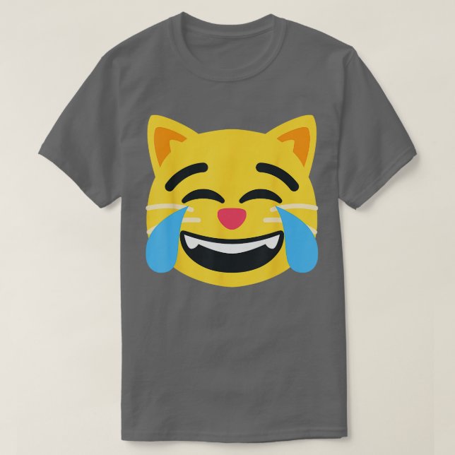 Emoticon Cat Face with Tears of Joy  T-Shirt (Design Front)