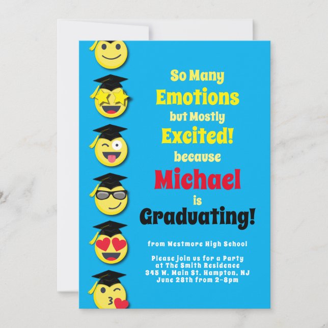 Emoticon Happy Cute Graduation Party Invitation (Front)