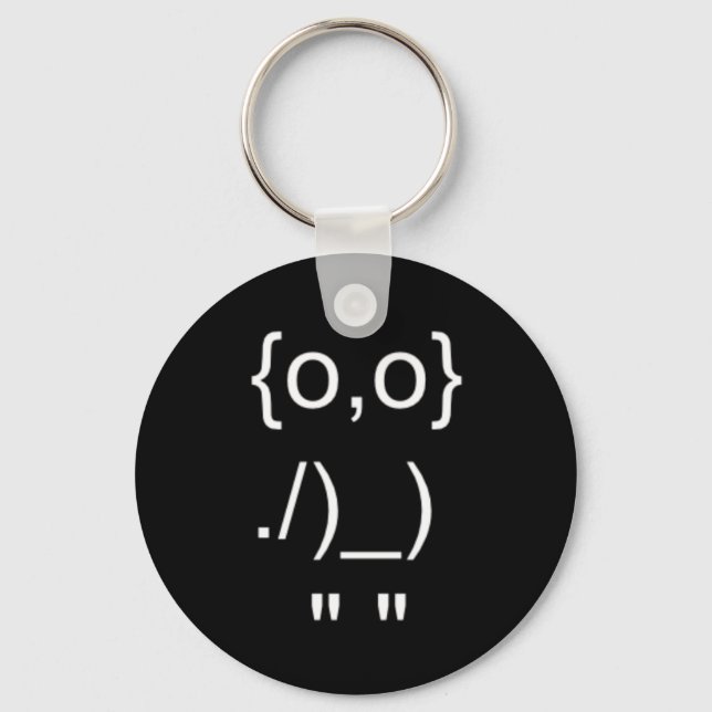 Emoticon Owl ASCII Text Art Key Ring (Front)