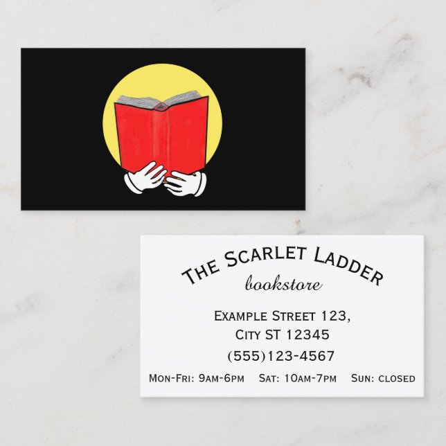 Emoticon reading a Book - Bookstore or Library Business Card (Front/Back)