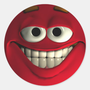 Emoticon Red Classic Round Sticker