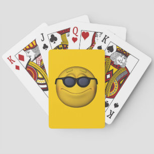 Emoticon With Sunglasses Playing Cards