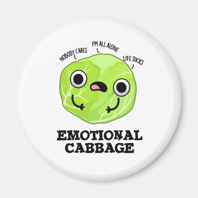 Emotional Cabbage Funny Veggie Pun  Magnet (Front)