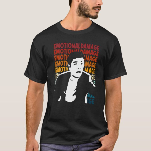 emotional damage Meme text repeat Asian guy silhou T-Shirt (Front)