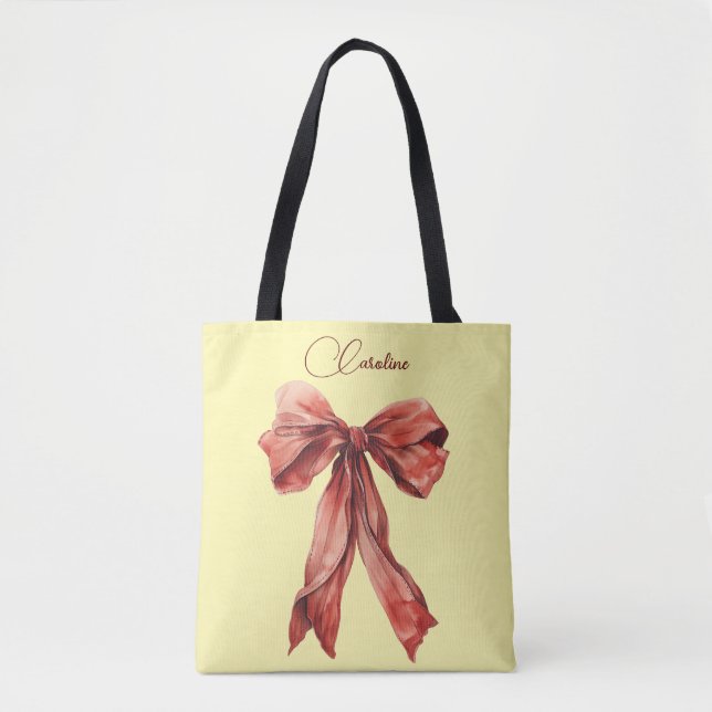 Emotional Encouraging Message Red Bow  Tote Bag (Front)