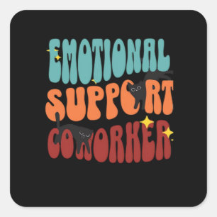 Emotional Help Coworker Cat Classic Square Sticker