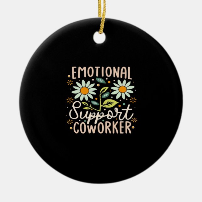 Emotional Help Coworker Classic Chill Meme Ceramic Tree Decoration (Front)