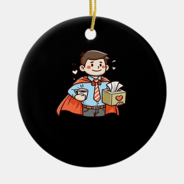 Emotional Help Coworker Classic Viral Meme Ceramic Tree Decoration (Front)