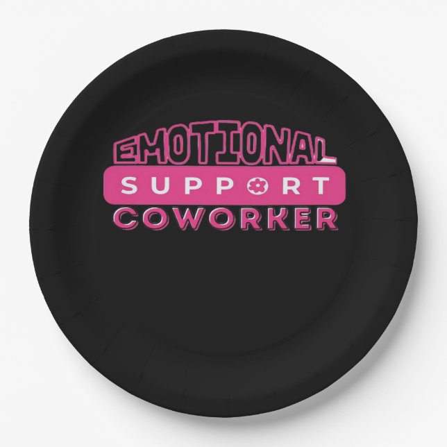 Emotional Help Coworker Pink Flower Essential Paper Plate (Front)