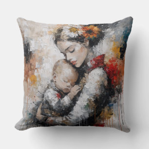 Emotional Motherhood Wall Art with Floral Crown Cushion
