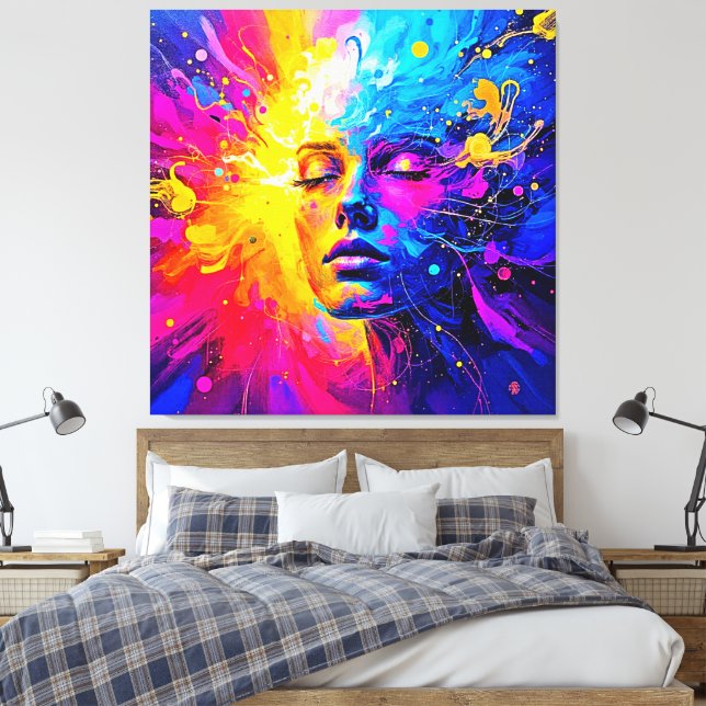 Emotional Radiance Portrait Canvas Print (Insitu(Bedroom))