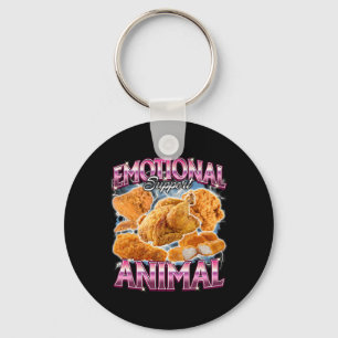 Emotional Support Animal Fried Chicken Funny Cring Key Ring