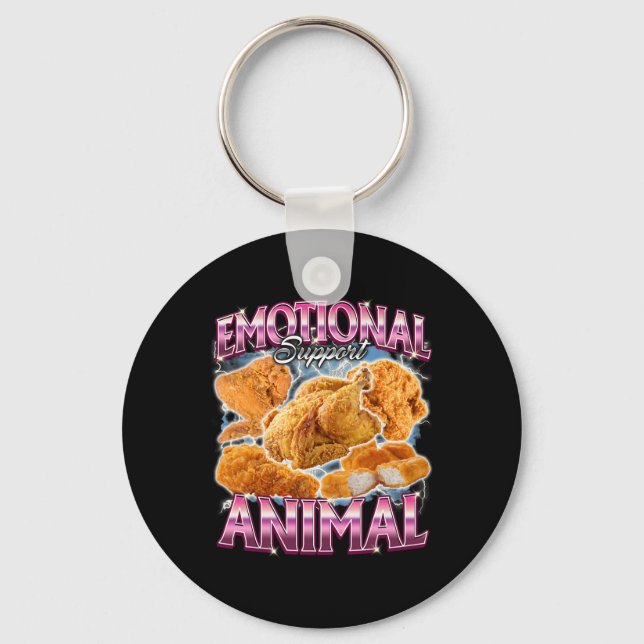 Emotional Support Animal Fried Chicken Funny Cring Key Ring (Front)