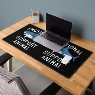 Emotional Support Animal Funny Scary Shark Pun Hum Desk Mat