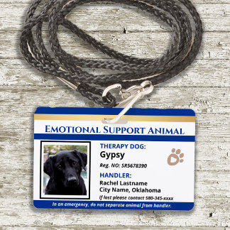 Emotional Support Animal ID One Photo Option Badge ID Badge