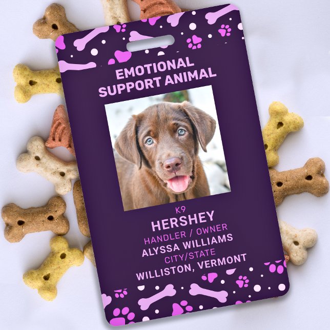 Emotional Support Animal ID Service Pet Dog Photo ID Badge (Creator Uploaded)