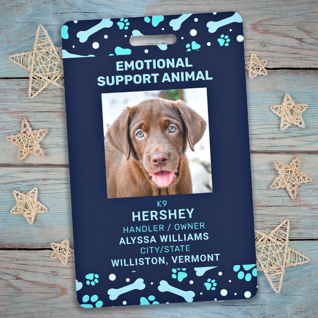 Emotional Support Animal Service Pet Dog Photo ID ID Badge (Creator Uploaded)