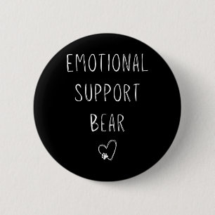 Emotional Support Bear! Heart Paw Print Wrap Hugs 6 Cm Round Badge