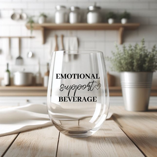 Emotional Support Beverage  Stemless Wine Glass (Creator Uploaded)