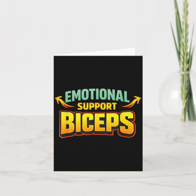 Emotional Support Biceps Funny Gym Bro Humour Card (Front)