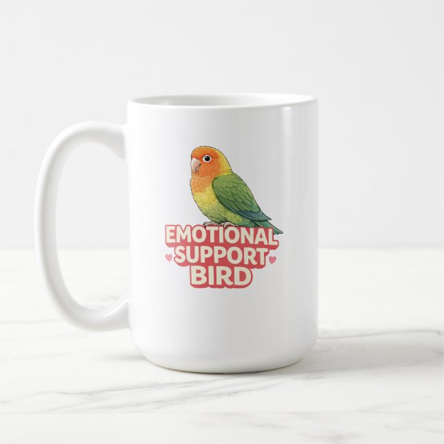Emotional Support Bird Lovebird Coffee Mug (Left)