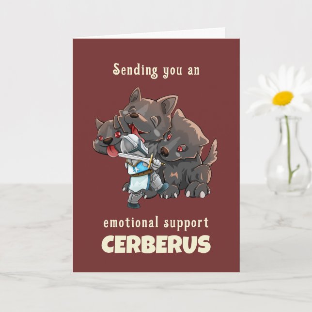 Emotional Support Cerberus greeting card (Small Plant)