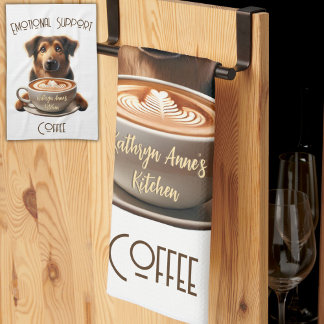 Emotional Support Coffee Cute Mental Health Tea Towel