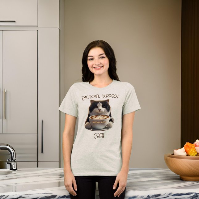 Emotional Support Coffee Funny Cat Mental Health  Tri-Blend Shirt (Because some days, it’s just you, your cat, and your Emotional Support Coffee ☕)