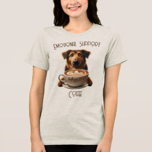 Emotional Support Coffee Funny Mental Health Dog Tri-Blend Shirt