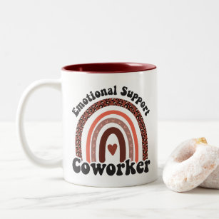 Emotional Support Coworker, Boho Rainbow Co-Worker Two-Tone Coffee Mug