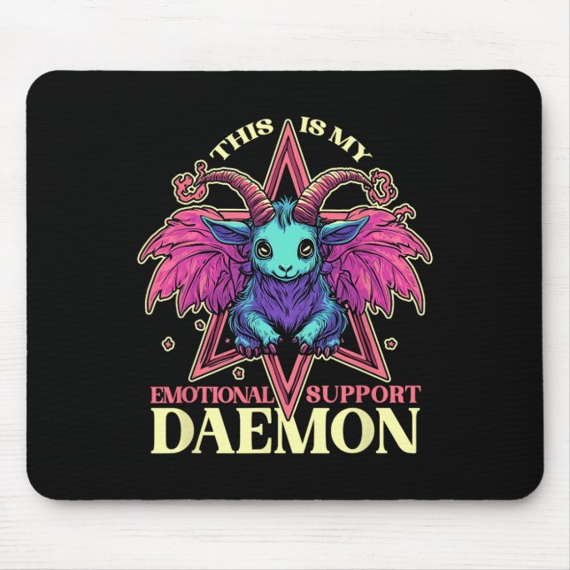 Emotional Support Demon With Cute Goat Daemon Hall Mouse Pad (Front)