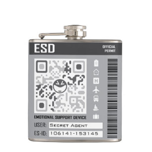 Emotional Support Device Grey Hip Flask