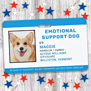 Emotional Support Dog Custom Photo ID ID Badge