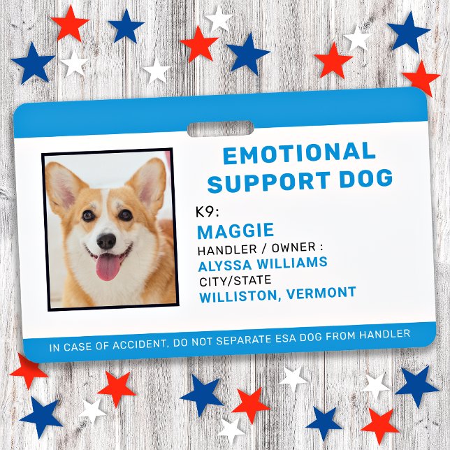 Emotional Support Dog Custom Photo ID ID Badge (Creator Uploaded)