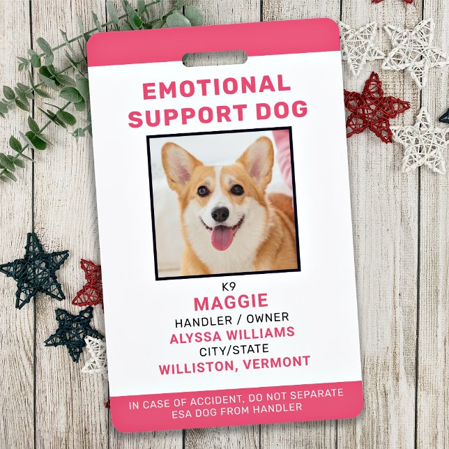 Emotional Support Dog ID Personalised Pet Photo Badge (Creator Uploaded)