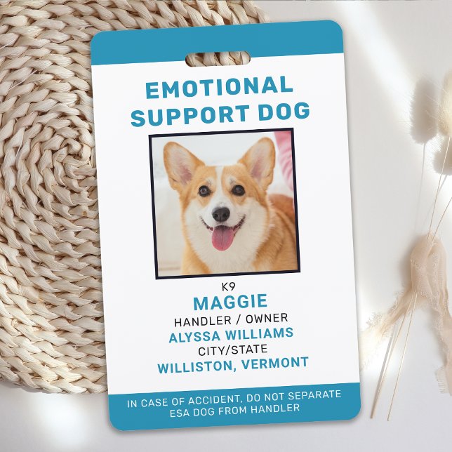 Emotional Support Dog ID Personalised Photo ID Badge (Creator Uploaded)