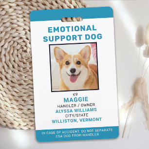 Emotional Support Dog ID Personalized Photo Badge