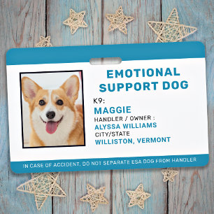 Emotional Support Dog ID Simple Custom Pet Photo ID Badge