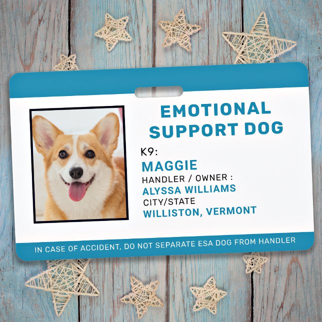 Emotional Support Dog ID Simple Custom Pet Photo ID Badge (Creator Uploaded)